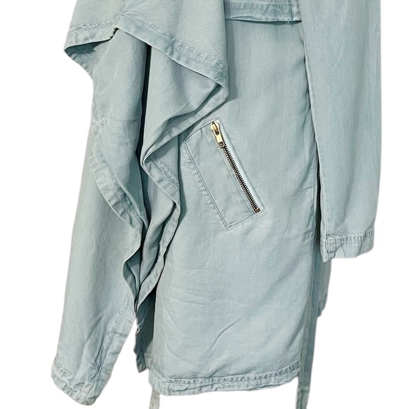 Soft Surroundings Open Front Chambray Jacket Blue Asymmetric Draped - Picture 9 of 12